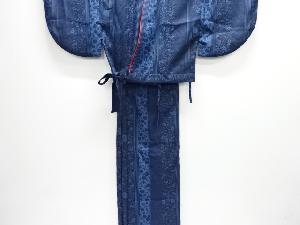 縞に草花模様二部式小紋着物